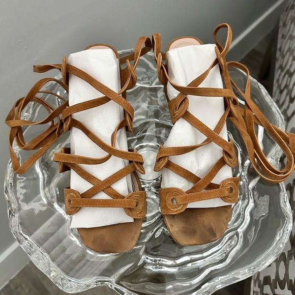 Sandro Suède Sandals, Cognac Color, Size 38 - Picture 1 of 10